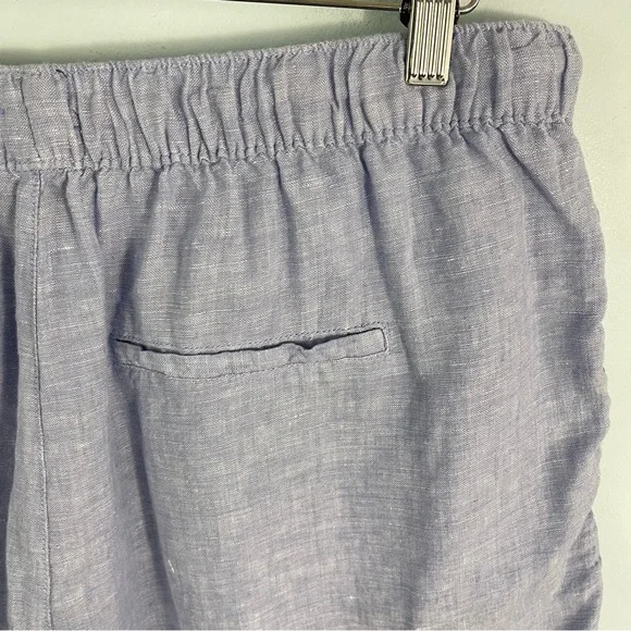 Tahari Plus Size 1X Blue 100% Linen  High Rise Pull-On Shorts Pockets - Picture 9 of 10